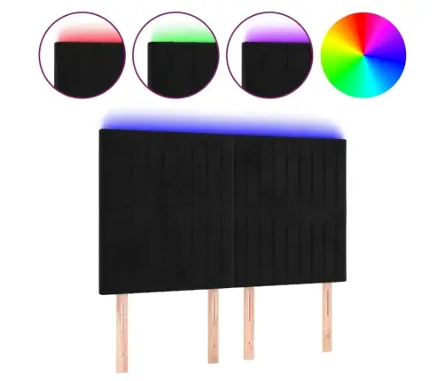 Gultas Galvgalis Ar Led, 144X5X118/128 Cm, Melns Samts Vidaxl