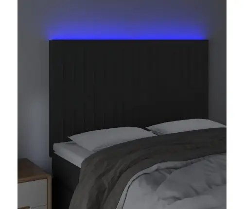 Gultas Galvgalis Ar Led, 144X5X118/128 Cm, Melns Samts Vidaxl