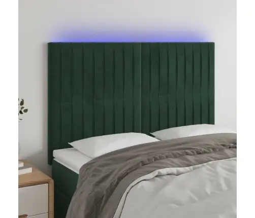 Gultas Galvgalis Ar Led, 144X5X118/128 Cm, Tumši Zaļš Samts Vidaxl