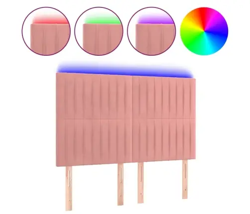 Galvūgalis Su Led, Rožinės Spalvos, 144X5X118/128cm Aksomas