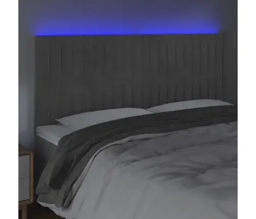 Gultas Galvgalis Ar Led, 160X5X118/128 Cm, Gaiši Pelēks Samts Vidaxl