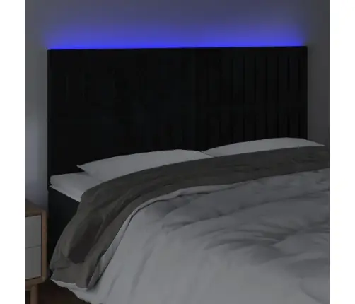 Galvūgalis Su Led, Juodos Spalvos, 160X5X118/128cm Aksomas Galvūgalis Su Led, Juodos Spalvos, 160X5X118/128cm Aksomas