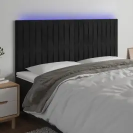 Galvūgalis Su Led, Juodos Spalvos, 160X5X118/128cm Aksomas