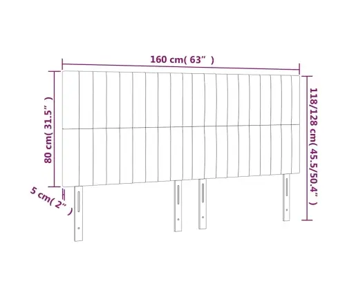 Gultas Galvgalis Ar Led, 160X5X118/128 Cm, Tumši Zaļš Samts Vidaxl