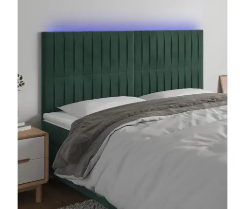 Gultas Galvgalis Ar Led, 160X5X118/128 Cm, Tumši Zaļš Samts Vidaxl