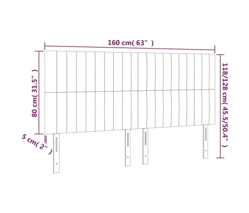 Gultas Galvgalis Ar Led, 160X5X118/128 Cm, Tumši Zils Samts Vidaxl