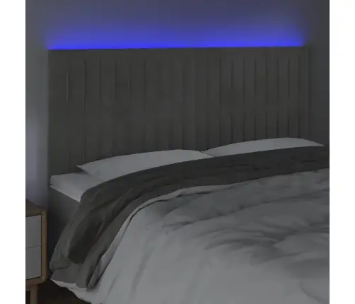 Galvūgalis Su Led, Šviesiai Pilkas, 180X5X118/128cm Aksomas