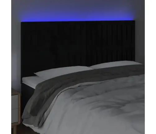 Gultas Galvgalis Ar Led, 180X5X118/128 Cm, Melns Samts Vidaxl