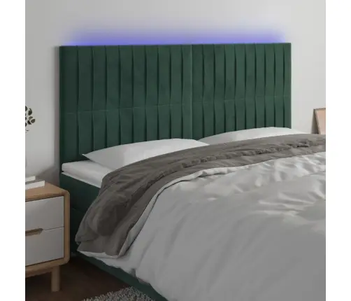 Gultas Galvgalis Ar Led, 180X5X118/128 Cm, Tumši Zaļš Samts  Vidaxl Gultas Galvgalis Ar Led, 180X5X118/128 Cm, Tumši Zaļš Samts  Vidaxl