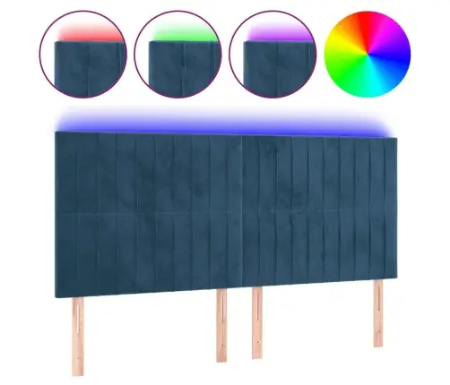 Led-Voodipeats, Tumesinine, 180X5X118/128 cm Samet