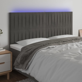 Galvūgalis Su Led, Tamsiai Pilkas, 200X5X118/128cm Aksomas