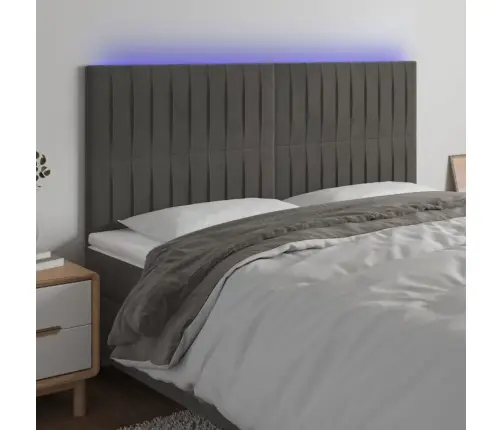 Gultas Galvgalis Ar Led, 200X5X118/128 Cm, Tumši Pelēks Samts Vidaxl