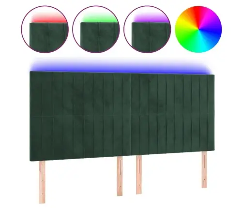 Gultas Galvgalis Ar Led, 200X5X118/128 Cm, Tumši Zaļš Samts Vidaxl