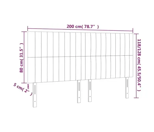 Gultas Galvgalis Ar Led, 200X5X118/128 Cm, Tumši Zaļš Samts Vidaxl