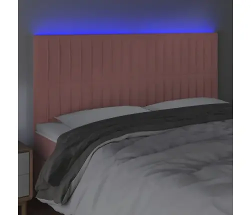 Gultas Galvgalis Ar Led, 200X5X118/128 Cm, Rozā Samts Vidaxl