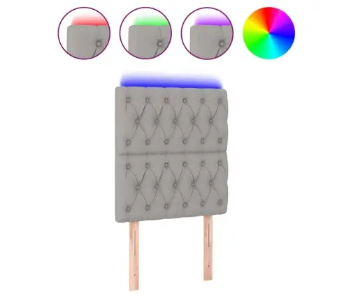 Gultas Galvgalis Ar Led, 80X7X118/128 Cm, Gaiši Pelēks Audums Vidaxl