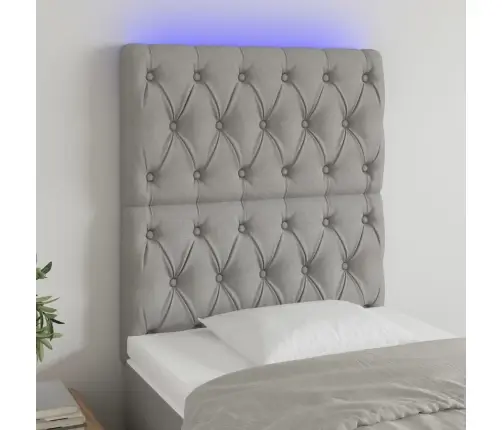 Gultas Galvgalis Ar Led, 80X7X118/128 Cm, Gaiši Pelēks Audums Vidaxl