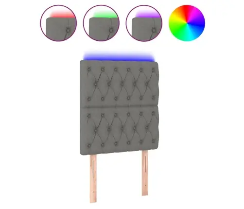 Galvūgalis Su Led, Tamsiai Pilkas, 80X7X118/128cm Audinys