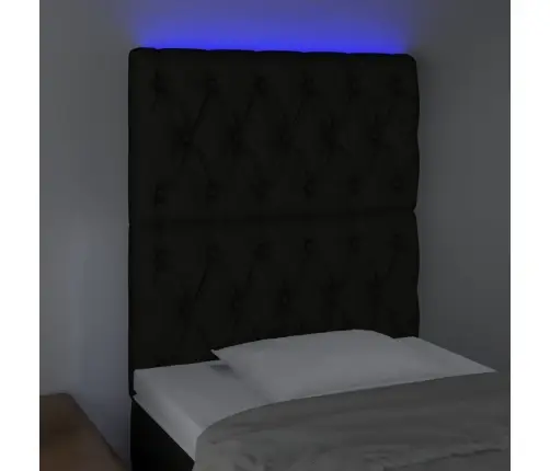 Gultas Galvgalis Ar Led, 80X7X118/128 Cm, Melns Audums Vidaxl
