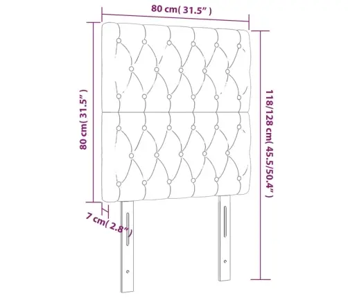 Gultas Galvgalis Ar Led, 80X7X118/128 Cm, Melns Audums Vidaxl