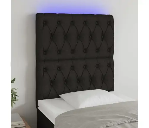 Gultas Galvgalis Ar Led, 80X7X118/128 Cm, Melns Audums Vidaxl