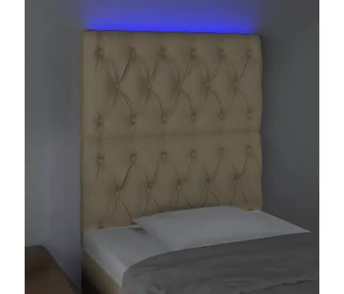 Gultas Galvgalis Ar Led, 80X7X118/128 Cm, Krēmkrāsas Audums Vidaxl