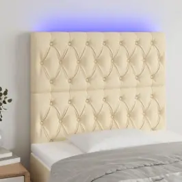 Gultas Galvgalis Ar Led, 90X7X118/128 Cm, Krēmkrāsas Audums Vidaxl