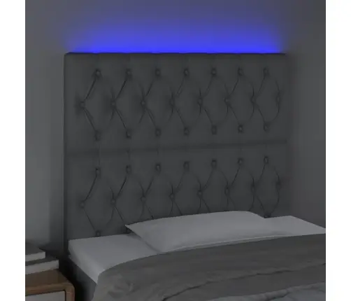 Gultas Galvgalis Ar Led, 100X7X118/128 Cm, Gaiši Pelēks Audums Vidaxl