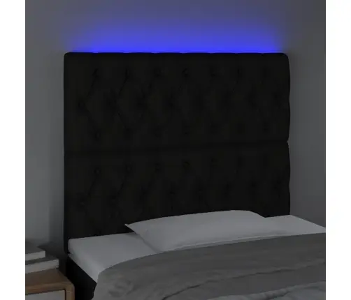 Gultas Galvgalis Ar Led, 100X7X118/128 Cm, Melns Audums Vidaxl