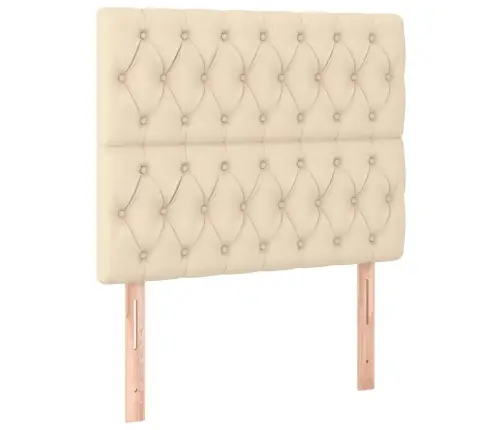 Gultas Galvgalis Ar Led, 100X7X118/128 Cm, Krēmkrāsas Audums Vidaxl