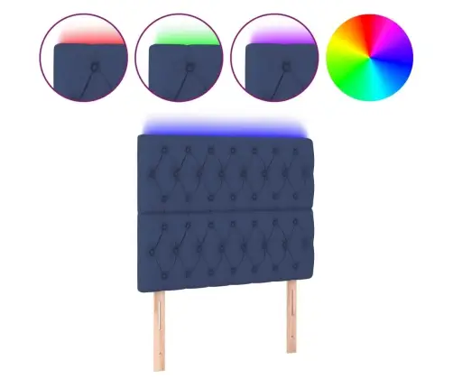 Gultas Galvgalis Ar Led, 100X7X118/128 Cm, Zils Audums Vidaxl