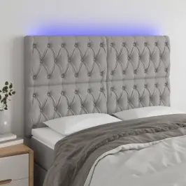 Gultas Galvgalis Ar Led, 144X7X118/128 Cm, Gaiši Pelēks Audums Vidaxl