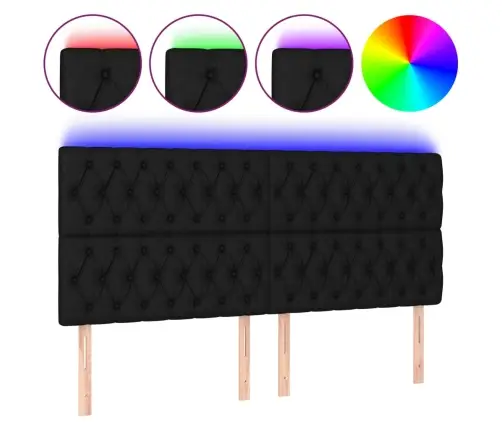 Gultas Galvgalis Ar Led, 180X7X118/128 Cm, Melns Audums Vidaxl