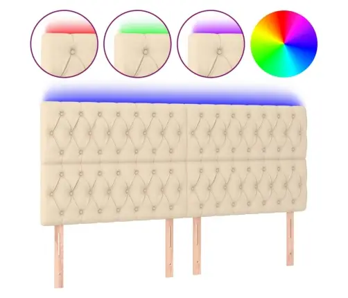 Gultas Galvgalis Ar Led, 180X7X118/128 Cm, Krēmkrāsas Audums Vidaxl