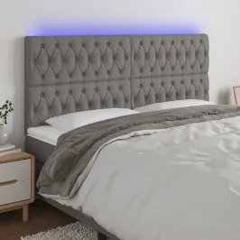 Gultas Galvgalis Ar Led, 200X7X118/128 Cm, Tumši Pelēks Audums Vidaxl