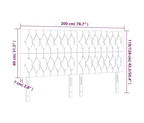 Led-Voodipeats, Must, 200X7X118/128 cm Kangas