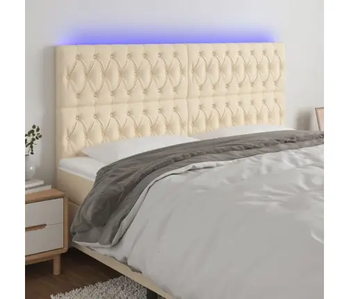 Galvūgalis Su Led, Kreminės Spalvos, 200X7X118/128cm Audinys