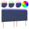 Gultas Galvgalis Ar Led, 200X7X118/128 Cm, Zils Audums Vidaxl Gultas Galvgalis Ar Led, 200X7X118/128 Cm, Zils Audums Vidaxl