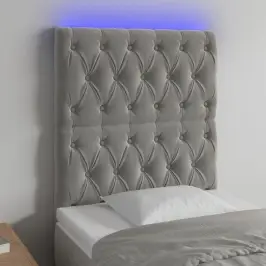 Gultas Galvgalis Ar Led, 80X7X118/128 Cm, Gaiši Pelēks Samts Vidaxl