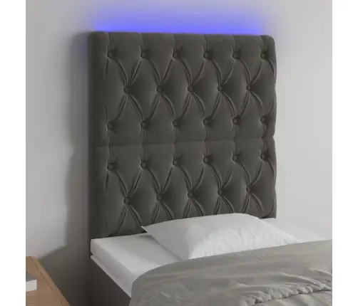 Gultas Galvgalis Ar Led, 80X7X118/128 Cm, Tumši Pelēks Samts Vidaxl