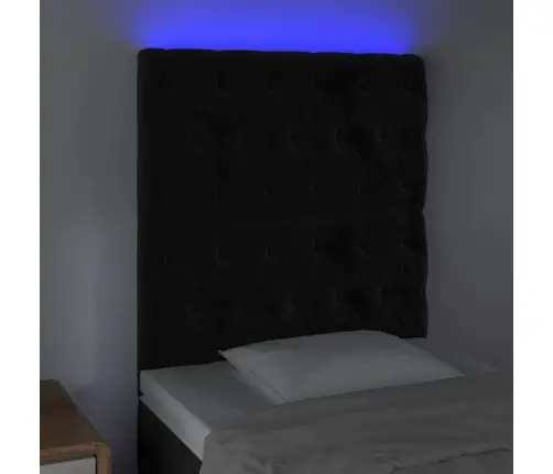 Gultas Galvgalis Ar Led, 80X7X118/128 Cm, Melns Samts Vidaxl