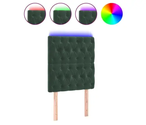 Gultas Galvgalis Ar Led, 80X7X118/128 Cm, Tumši Zaļš Samts Vidaxl