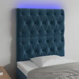 Gultas Galvgalis Ar Led, 80X7X118/128 Cm, Tumši Zils Samts Vidaxl