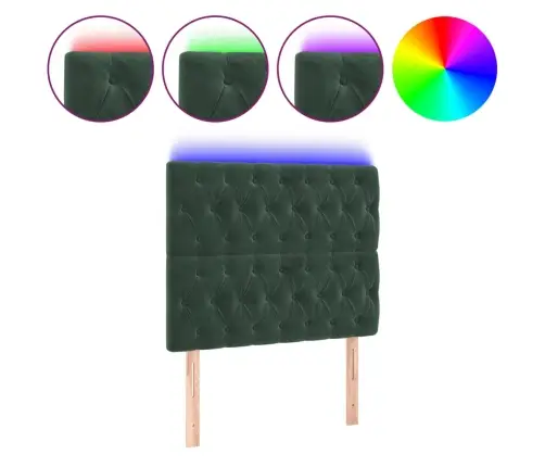 Galvūgalis Su Led, Tamsiai Žalias, 90X7X118/128cm Aksomas