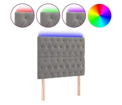 Gultas Galvgalis Ar Led, 100X7X118/128 Cm, Gaiši Pelēks Samts Vidaxl