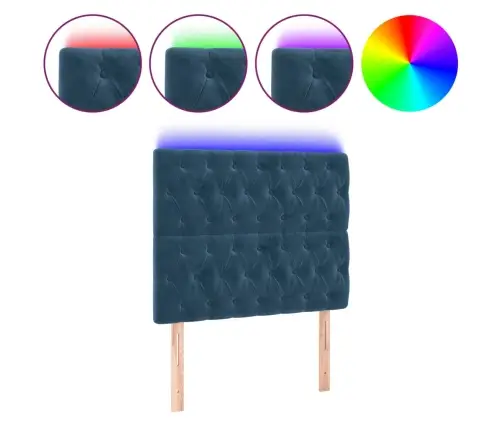 Galvūgalis Su Led, Tamsiai Mėlynas, 100X7X118/128cm Aksomas