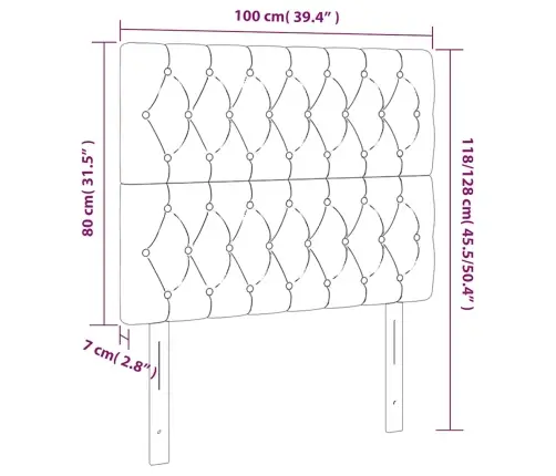 Gultas Galvgalis Ar Led, 100X7X118/128 Cm, Tumši Zils Samts Vidaxl