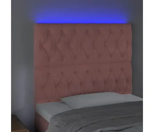 Gultas Galvgalis Ar Led, 100X7X118/128 Cm, Rozā Samts Vidaxl