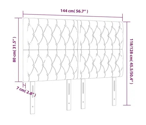 Gultas Galvgalis Ar Led, 144X7X118/128 Cm, Tumši Zaļš Samts Vidaxl