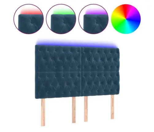 Gultas Galvgalis Ar Led, 144X7X118/128 Cm, Tumši Zils Samts Vidaxl